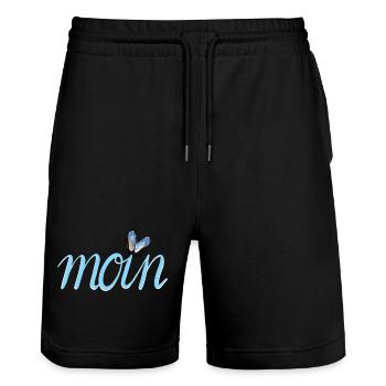moin Nordsee Ostsee Meer - Stanley/Stella Unisex Bio Joggingshorts Trainer  - Schwarz - Vorne - Nik (191cm) & Marisol (170cm)