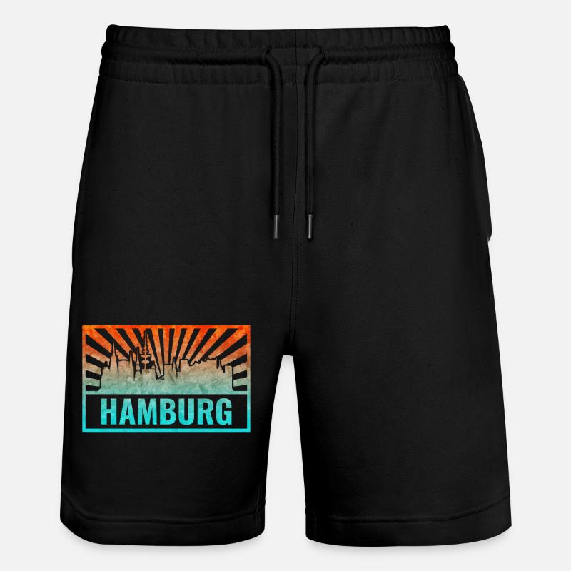 Hamburg Skyline Gradient - Stanley/Stella Unisex Bio Joggingshorts Trainer  - Schwarz
