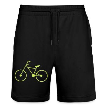 Fahrrad grün Radfahrer Fahrrad fahren - Stanley/Stella Unisex Bio Joggingshorts Trainer  - Schwarz - Vorne - Nik (191cm) & Marisol (170cm)