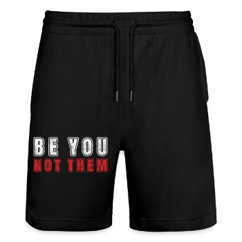 Be You Not Them Motivational Streetwear Tee - Stanley/Stella Trainer Unisex Organic Jogging Shorts - black - Front - Nik (191cm) & Marisol (170cm)
