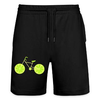 Fahrrad grün Radfahrer Fahrrad fahren grün - Stanley/Stella Unisex Bio Joggingshorts Trainer  - Schwarz - Vorne - Nik (191cm) & Marisol (170cm)