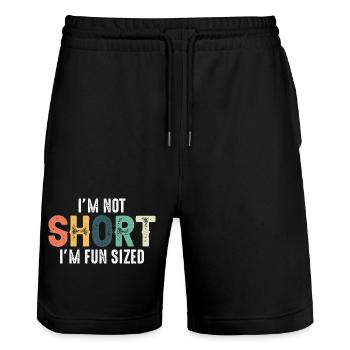 Not Short Fun Sized Typography - Stanley/Stella Trainer Unisex Organic Jogging Shorts - black - Front - Nik (191cm) & Marisol (170cm)