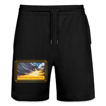 SchöpfungsLicht der Kontraste - Sonja Ariel - Stanley/Stella Unisex Bio Joggingshorts Trainer  - Schwarz - Vorne - Nik (191cm) & Marisol (170cm)