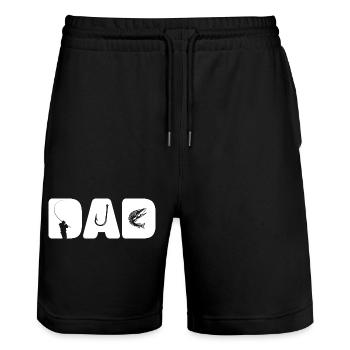 Angler Dad - Cool Father's Day Fishing Fan Custom - Stanley/Stella Trainer Unisex Organic Jogging Shorts - black - Front - Nik (191cm) & Marisol (170cm)