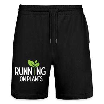 Running On Plants - Stanley/Stella Trainer Unisex Organic Jogging Shorts - black - Front - Nik (191cm) & Marisol (170cm)