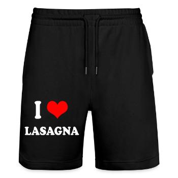 J'adore les lasagnes - Short de jogging bio TRAINER Stanley/Stella unisexe - noir - Devant - Nik (191cm) & Marisol (170cm)