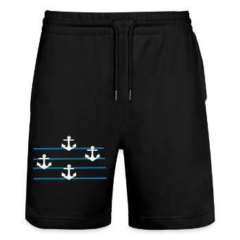 Anker Norddeutschland Seemann Matrose Kapitän - Stanley/Stella Unisex Bio Joggingshorts Trainer  - Schwarz - Vorne - Nik (191cm) & Marisol (170cm)