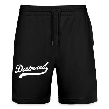 Dortmund Rétro - Short de jogging bio TRAINER Stanley/Stella unisexe - noir - Devant - Nik (191cm) & Marisol (170cm)
