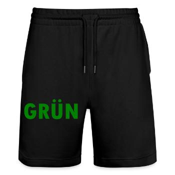 Grün - Stanley/Stella Unisex Bio Joggingshorts Trainer  - Schwarz - Vorne - Nik (191cm) & Marisol (170cm)