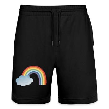Wetter Regenbogen bunt mit Wolke - Stanley/Stella Unisex Bio Joggingshorts Trainer  - Schwarz - Vorne - Nik (191cm) & Marisol (170cm)