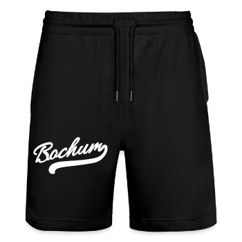 Bochum Retro - Stanley/Stella Trainer Unisex Organic Jogging Shorts - black - Front - Nik (191cm) & Marisol (170cm)