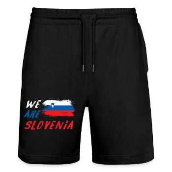 Nous sommes la Slovénie - Short de jogging bio TRAINER Stanley/Stella unisexe - noir - Devant - Nik (191cm) & Marisol (170cm)