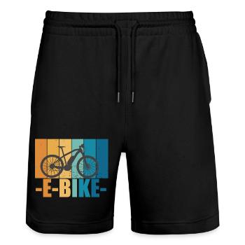 E-Bike Bike Vintage E Bike Batterie Cadeau - Short de jogging bio TRAINER Stanley/Stella unisexe - noir - Devant - Nik (191cm) & Marisol (170cm)