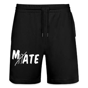 Mate - don’t hate - Stanley/Stella Unisex Bio Joggingshorts Trainer  - Schwarz - Vorne - Nik (191cm) & Marisol (170cm)