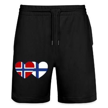 Norwegen Finnland Flagge Herz - Stanley/Stella Unisex Bio Joggingshorts Trainer  - Schwarz - Vorne - Nik (191cm) & Marisol (170cm)