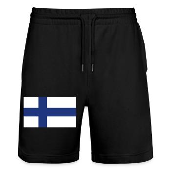 Drapeau national de la Finlande - Short de jogging bio TRAINER Stanley/Stella unisexe - noir - Devant - Nik (191cm) & Marisol (170cm)