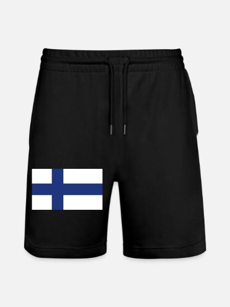 Finland National Flag - Stanley/Stella Trainer Unisex Organic Jogging Shorts - black