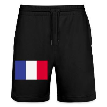 Drapeau national de la France - Short de jogging bio TRAINER Stanley/Stella unisexe - noir - Devant - Nik (191cm) & Marisol (170cm)