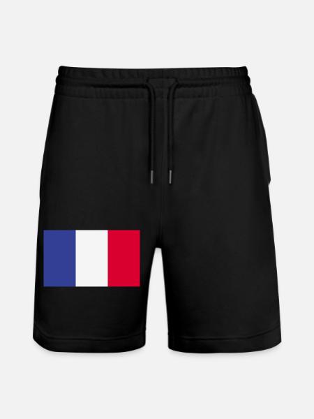 Frankreich National Flagge - Stanley/Stella Unisex Bio Joggingshorts Trainer  - Schwarz