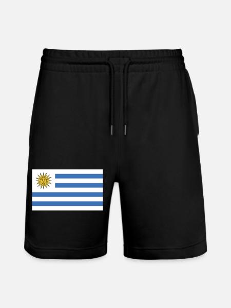 Uruguay National Flag - Stanley/Stella Trainer Unisex Organic Jogging Shorts - black