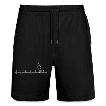 Herzschlag Bogenschütze Strichzeichnungen - Stanley/Stella Unisex Bio Joggingshorts Trainer  - Schwarz - Vorne - Nik (191cm) & Marisol (170cm)