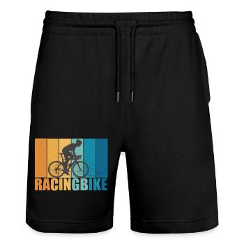 Road Bike Vintage Retro Cycling Bike Gift - Stanley/Stella Trainer Unisex Organic Jogging Shorts - black - Front - Nik (191cm) & Marisol (170cm)