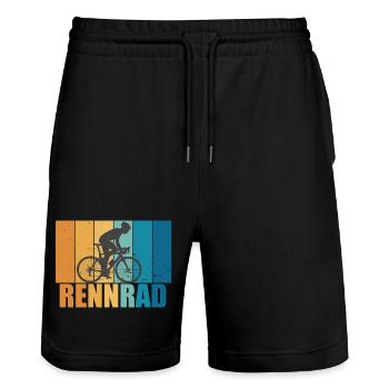 Rennrad Vintage Retro Radsport Fahrrad Geschenk - Stanley/Stella Unisex Bio Joggingshorts Trainer  - Schwarz - Vorne - Nik (191cm) & Marisol (170cm)