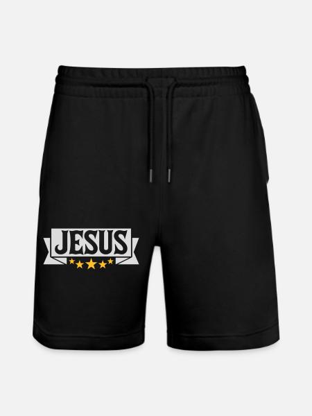 Jesus Christ Banner Quote - Stanley/Stella Trainer Unisex Organic Jogging Shorts - black