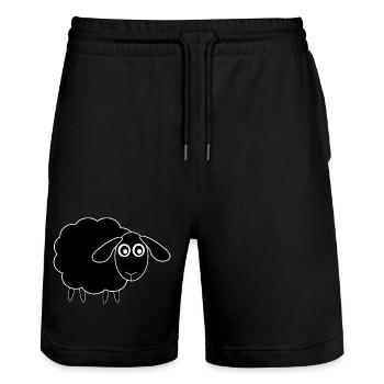 black sheep sheep - Stanley/Stella Trainer Unisex Organic Jogging Shorts - black - Front - Nik (191cm) & Marisol (170cm)