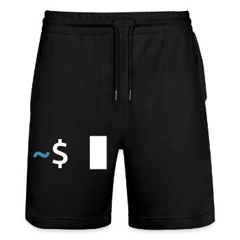 Linux Shell Command - Stanley/Stella Trainer Unisex Organic Jogging Shorts - black - Front - Nik (191cm) & Marisol (170cm)
