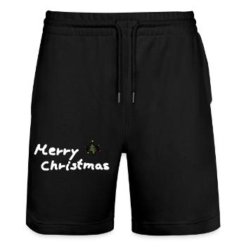 Merry Christmas Weihnachten - Stanley/Stella Trainer Unisex Organic Jogging Shorts - black - Front - Nik (191cm) & Marisol (170cm)