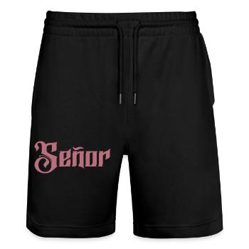 Señor Verlobungsbräutigam wird Hochzeitsfeier sein - Stanley/Stella Unisex Bio Joggingshorts Trainer  - Schwarz - Vorne - Nik (191cm) & Marisol (170cm)