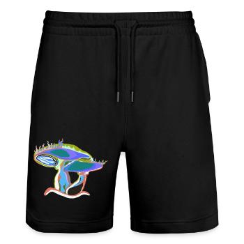 Colorful mushroom dream - Stanley/Stella Trainer Unisex Organic Jogging Shorts - black - Front - Nik (191cm) & Marisol (170cm)