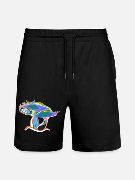 Bunter Pilztraum - Stanley/Stella Unisex Bio Joggingshorts Trainer  - Schwarz