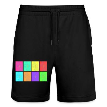 Rock singer in Pop Art - Stanley/Stella Trainer Unisex Organic Jogging Shorts - black - Front - Nik (191cm) & Marisol (170cm)