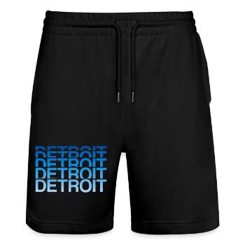 Detroit Gradient Font Block - Stanley/Stella Trainer Unisex Organic Jogging Shorts - black - Front - Nik (191cm) & Marisol (170cm)