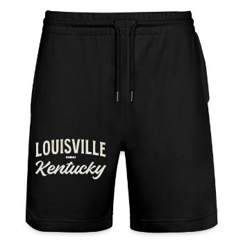 Louisville Kentucky Vintage Lettering - Stanley/Stella Trainer Unisex Organic Jogging Shorts - black - Front - Nik (191cm) & Marisol (170cm)