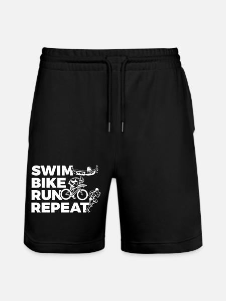 Swim Bike Run Repeat - Stanley/Stella Trainer Unisex Organic Jogging Shorts - black