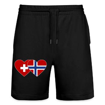 Suisse Norvège Flag Coeur - Short de jogging bio TRAINER Stanley/Stella unisexe - noir - Devant - Nik (191cm) & Marisol (170cm)