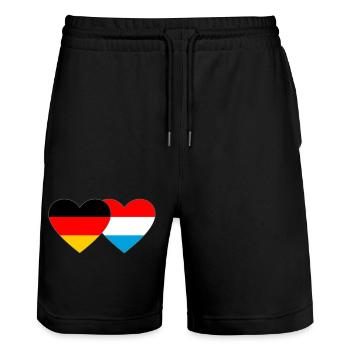 Allemagne Luxembourg Drapeau Coeur - Short de jogging bio TRAINER Stanley/Stella unisexe - noir - Devant - Nik (191cm) & Marisol (170cm)