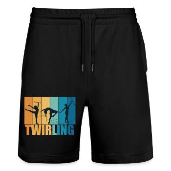 Baton Twirling Sport Vintage Geschenk - Stanley/Stella Unisex Bio Joggingshorts Trainer  - Schwarz - Vorne - Nik (191cm) & Marisol (170cm)