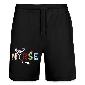 Infirmière moche Noël - Short de jogging bio TRAINER Stanley/Stella unisexe - noir - Devant - Nik (191cm) & Marisol (170cm)