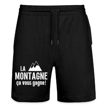 sport d hiver, skier, skieur - Short de jogging bio TRAINER Stanley/Stella unisexe - noir - Devant - Nik (191cm) & Marisol (170cm)
