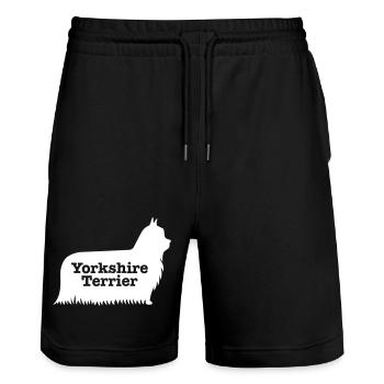 Yorkshire Terrier - Stanley/Stella Unisex Bio Joggingshorts Trainer  - Schwarz - Vorne - Nik (191cm) & Marisol (170cm)