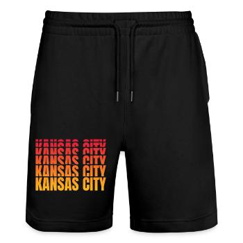 Kansas City Gradient Sequence - Stanley/Stella Trainer Unisex Organic Jogging Shorts - black - Front - Nik (191cm) & Marisol (170cm)