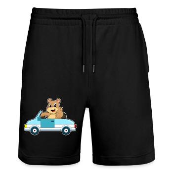 Bär Auto - Stanley/Stella Unisex Bio Joggingshorts Trainer  - Schwarz - Vorne - Nik (191cm) & Marisol (170cm)