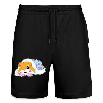 Hamster Schlafen Decke - Stanley/Stella Unisex Bio Joggingshorts Trainer  - Schwarz - Vorne - Nik (191cm) & Marisol (170cm)