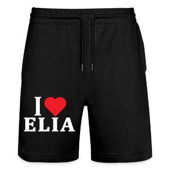 t-shirt I love Elia t-shirt gift idea - Stanley/Stella Trainer Unisex Organic Jogging Shorts - black - Front - Nik (191cm) & Marisol (170cm)
