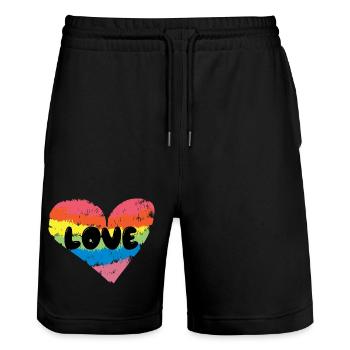 Lgbt Heart Love Rainbow Rights Homosexuals - Stanley/Stella Trainer Unisex Organic Jogging Shorts - black - Front - Nik (191cm) & Marisol (170cm)