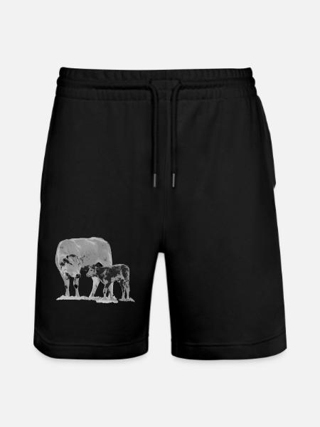 Kuh mit Kalb - Stanley/Stella Unisex Bio Joggingshorts Trainer  - Schwarz